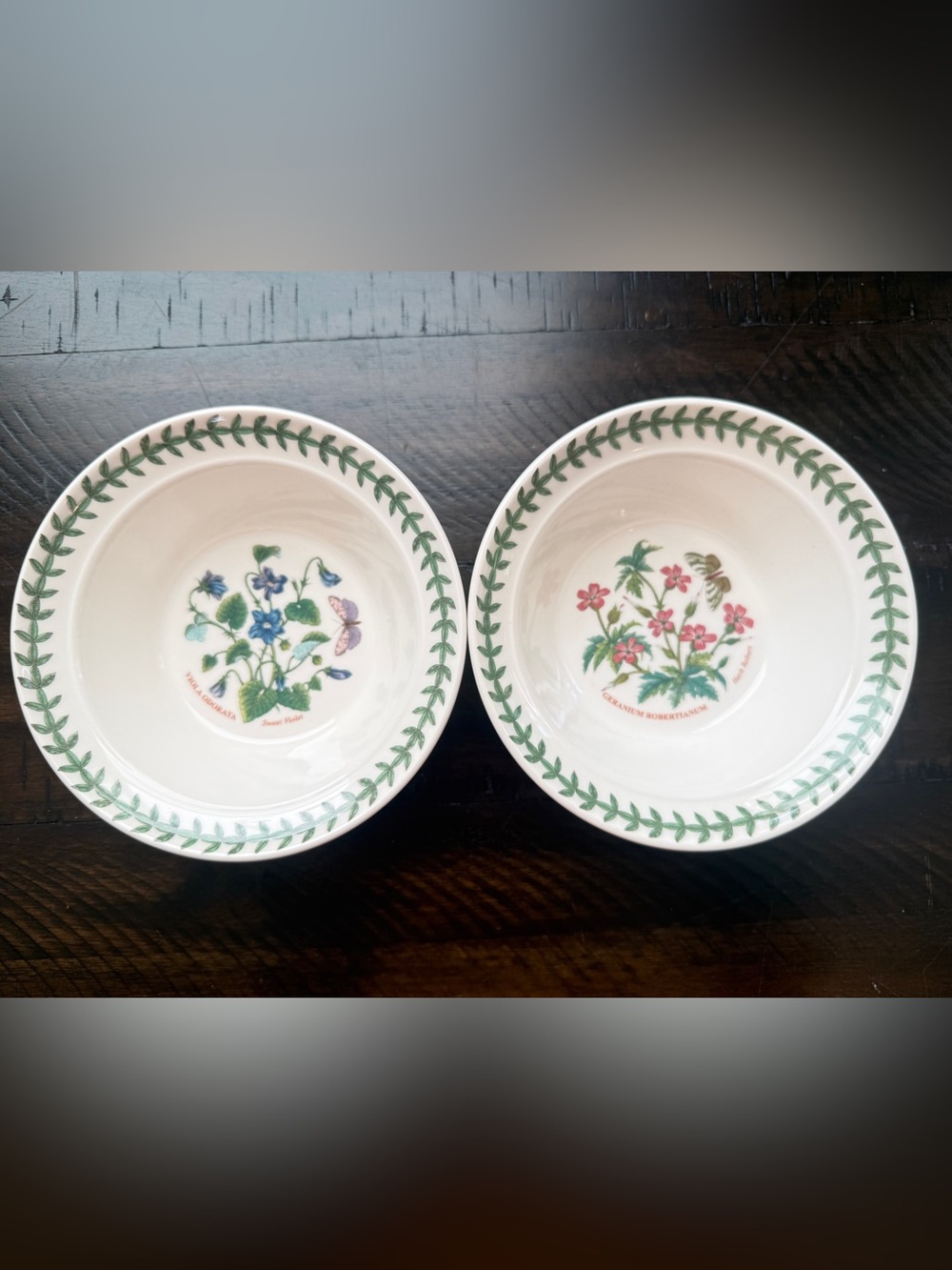 NWT Portmeirion Botanical Garden 6” Floral Ceramic Soup/Oatmeal Bowls - Set of 2